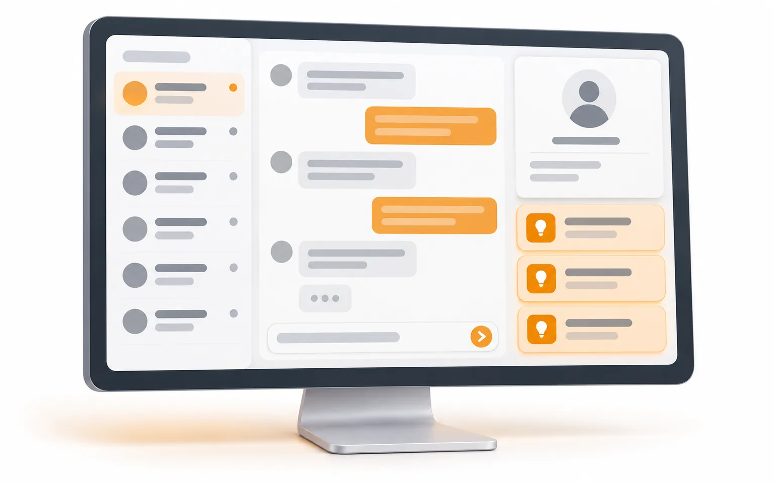 Illustrative agent workspace with AI suggestions