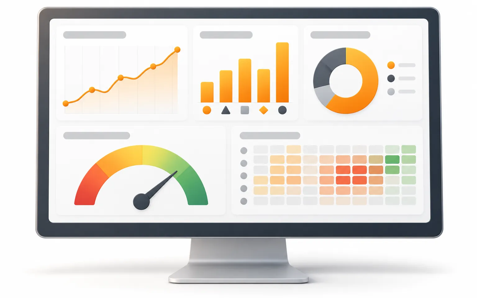 Illustrative service and quality dashboard (no real data)